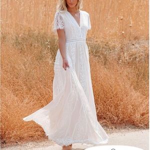 VICI- FILL YOUR HEART LACE MAXI DRESS - CREAM